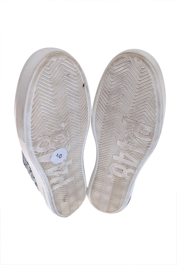 P448 - Silver, Grey, & White Lace Covered Sneakers Sz 10