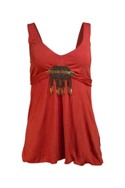 Prada - Orange Beaded Middle Tank Blouse Sz M