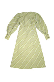 Ganni - Pastel Green Textured Button Front Dress Sz 2 - Current Boutique