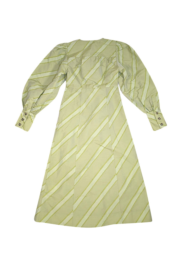 Ganni - Pastel Green Textured Button Front Dress Sz 2 - Current Boutique