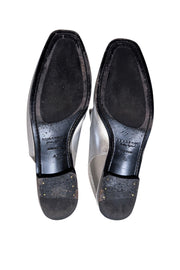 Burberry - Silver Metallic Leather Slingback Loafers Sz 10 - Current Boutique