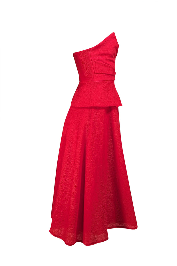 BCBG Max Azria - Red Strapless Peplum "Tessa" Dress Sz 2 - Current Boutique