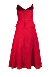 BCBG Max Azria - Red Strapless Peplum "Tessa" Dress Sz 2 - Current Boutique