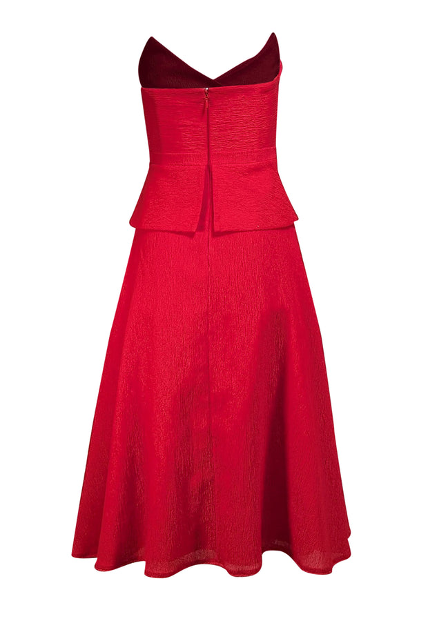 BCBG Max Azria - Red Strapless Peplum "Tessa" Dress Sz 2 - Current Boutique