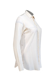 Saint Laurent - Cream Silk Button Down Shirt Sz 2 - Current Boutique