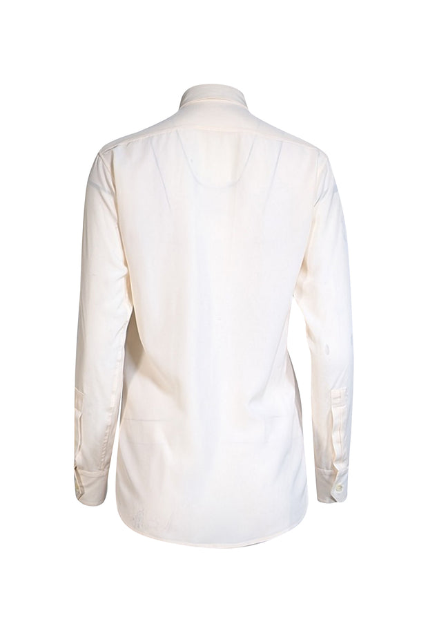 Saint Laurent - Cream Silk Button Down Shirt Sz 2 - Current Boutique