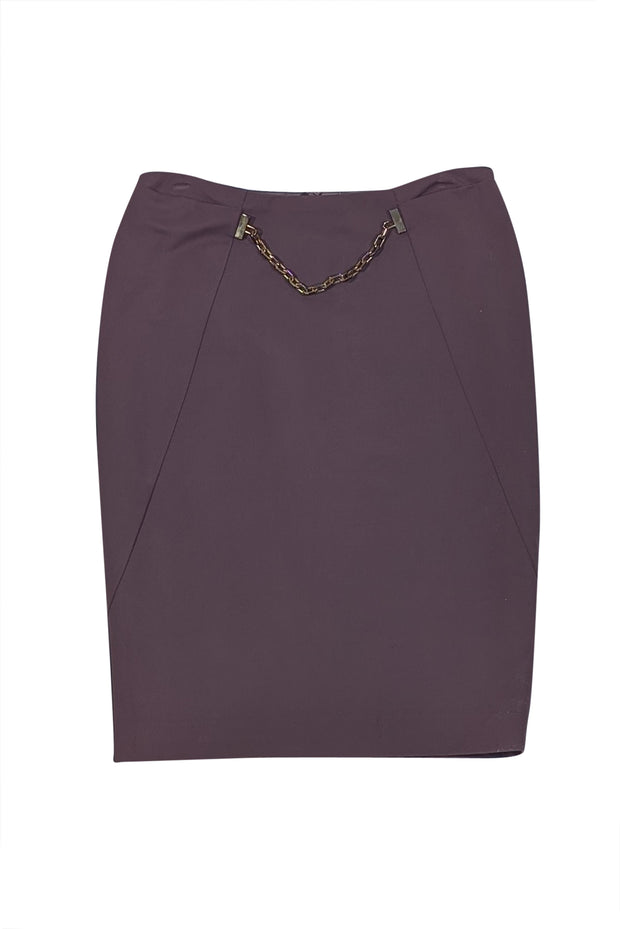 Escada - Brown w/ Chain Detail Skirt Sz 6 - Current Boutique