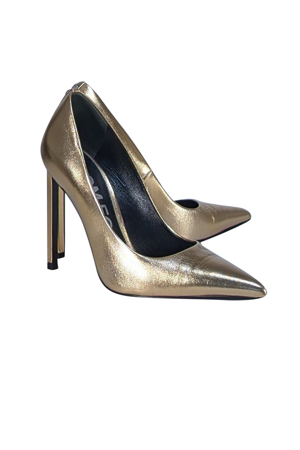 Tom Ford - Gold Metallic Leather Pumps Sz 7 - Current Boutique
