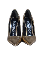 Tom Ford - Gold Metallic Leather Pumps Sz 7 - Current Boutique