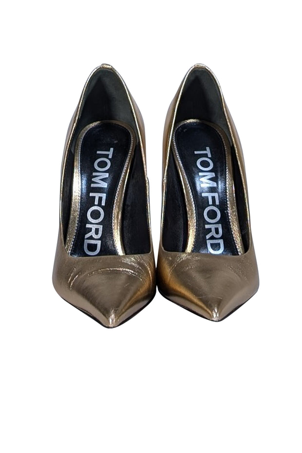 Tom Ford - Gold Metallic Leather Pumps Sz 7 - Current Boutique
