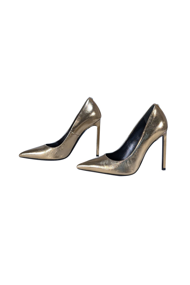 Tom Ford - Gold Metallic Leather Pumps Sz 7 - Current Boutique