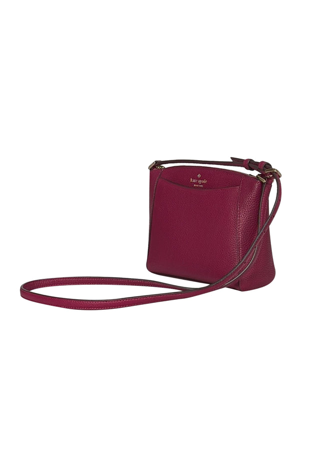Kate Spade - Dark Raspberry Purple "Monica" Leather Crossbody Bag - Current Boutique