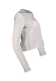 Akris Punto - Grey Ribbed Knit Moto Jacket Sz 4 - Current Boutique