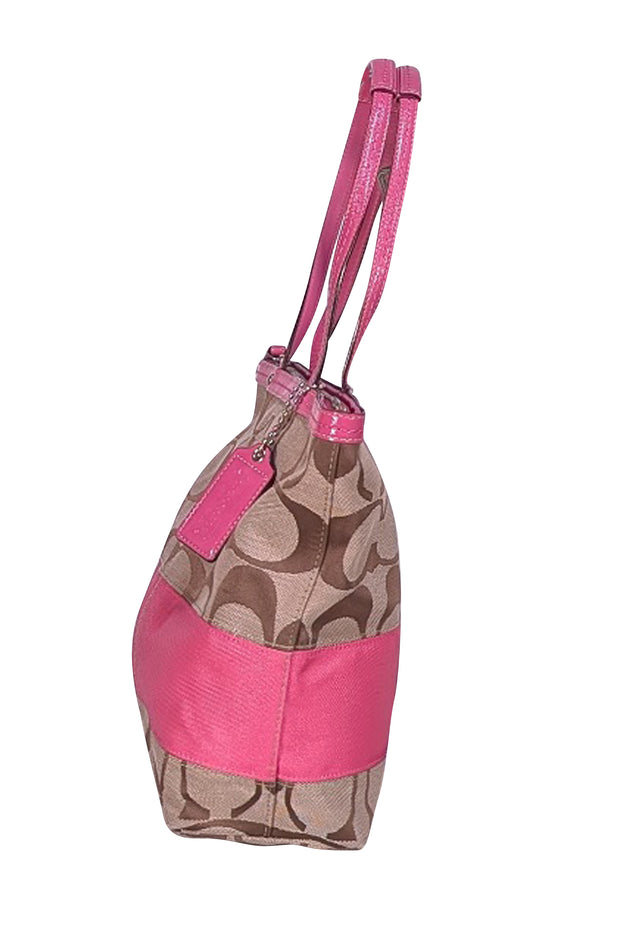 Coach - Beige Canvas Monogram w/ Pink Trims
