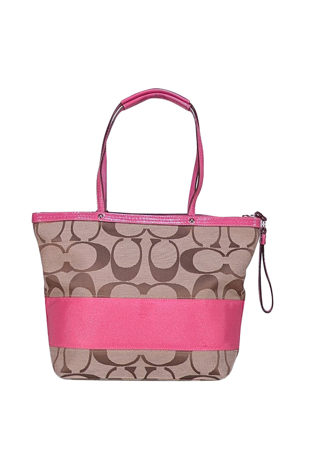 Coach - Beige Canvas Monogram w/ Pink Trims