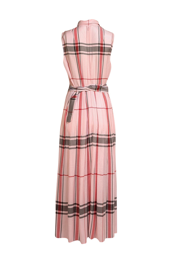 Akris Punto - Pink, Black, & Red Plaid Sleeveless Belted Dress Sz 12 - Current Boutique
