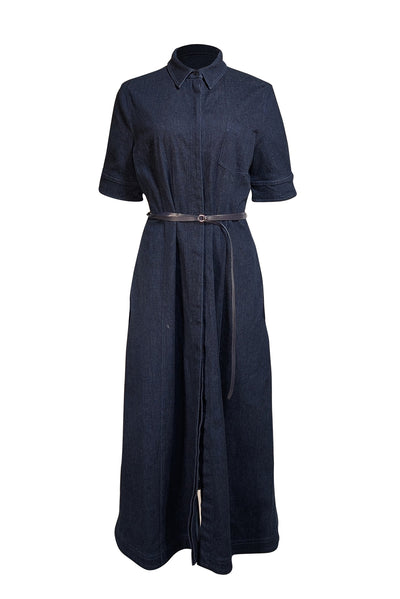 Altuzarra - Dark Wash Blue Denim Belted Dress Sz 10