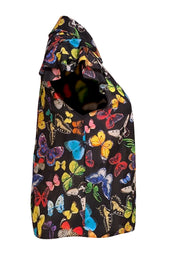 Alice & Olivia - Black & Multicolor Butterfly Print Cap Sleeve Blouse Sz XS