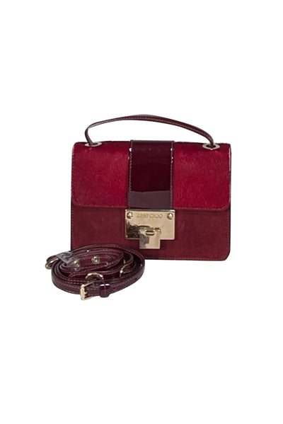 Jimmy Choo - Maroon Calf Hair & Leather Crossbody Bag - Current Boutique
