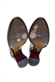 Fendi - Navy Leather Loafer Heels Sz 6