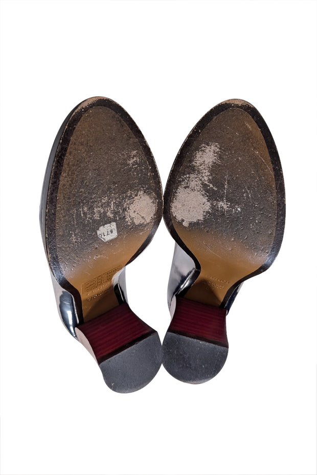 Fendi - Navy Leather Loafer Heels Sz 6