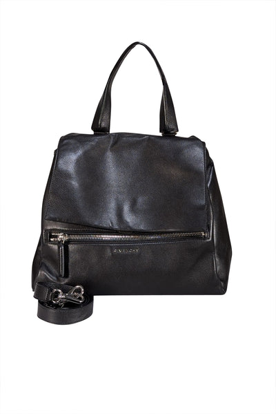 Givenchy - Black Leather "Pandora" Flap Satchel Bag - Current Boutique