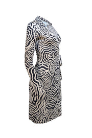 Diane von Furstenberg - Cream & Black Print Silk Wrap Dress Sz 0 - Current Boutique