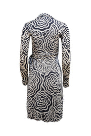 Diane von Furstenberg - Cream & Black Print Silk Wrap Dress Sz 0 - Current Boutique