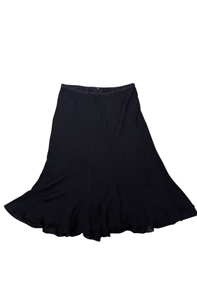 Peter Cohen - Black Silk Ruffled Skirt Sz P - Current Boutique