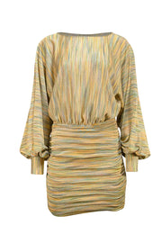 Ramy Brook - Green & Multi Color Stripe Knit Long Sleeve Mini Dress Sz XS - Current Boutique