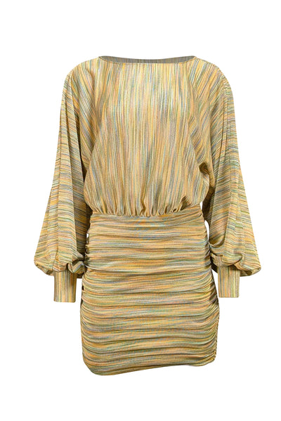 Ramy Brook - Green & Multi Color Stripe Knit Long Sleeve Mini Dress Sz XS - Current Boutique