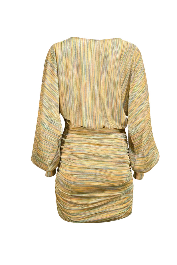 Ramy Brook - Green & Multi Color Stripe Knit Long Sleeve Mini Dress Sz XS - Current Boutique