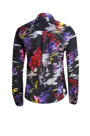 Alice & Olivia - Black Multi Paint Splatter Print "Willa" Shirt Sz XS - Current Boutique