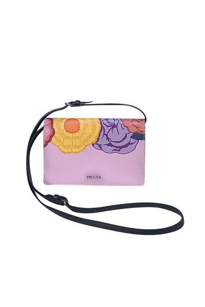 Prada - Pink, Purple, & Red Floral & Lip Print Crossbody Bag - Current Boutique