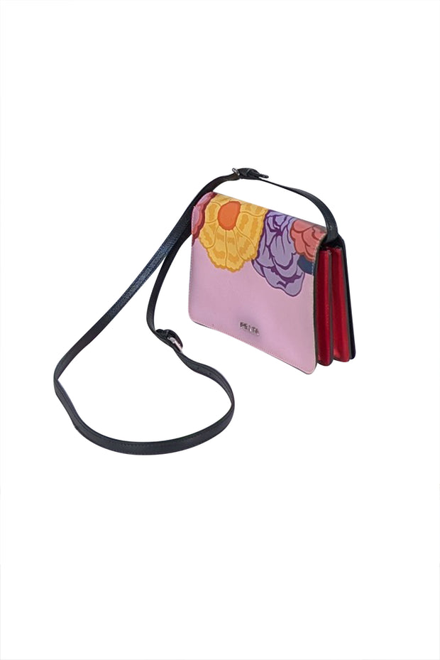 Prada - Pink, Purple, & Red Floral & Lip Print Crossbody Bag - Current Boutique