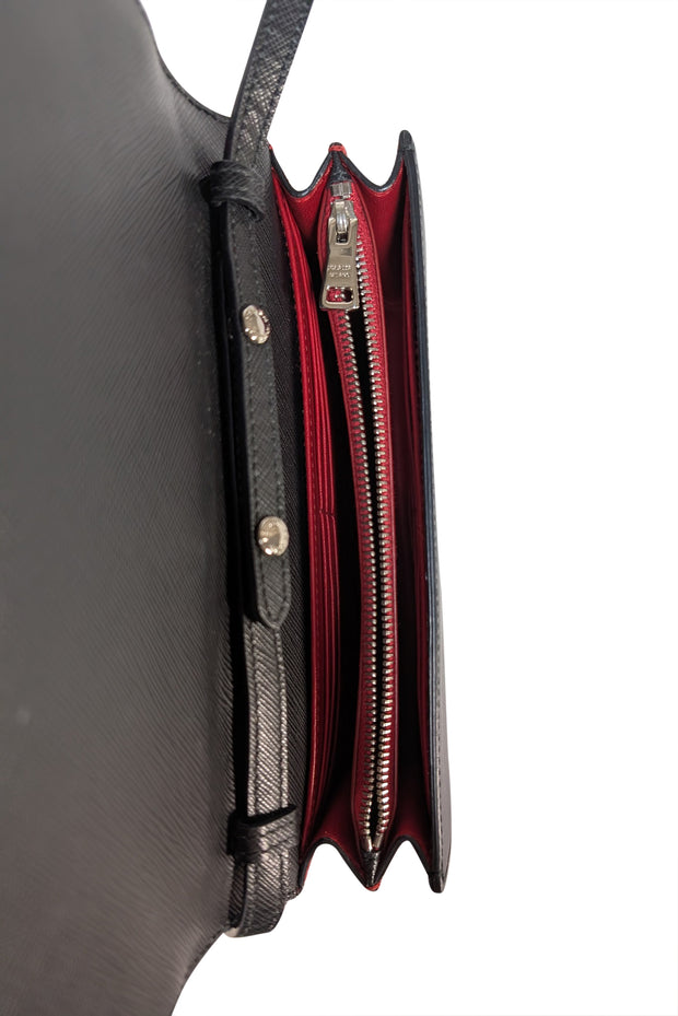 Prada - Pink, Purple, & Red Floral & Lip Print Crossbody Bag - Current Boutique