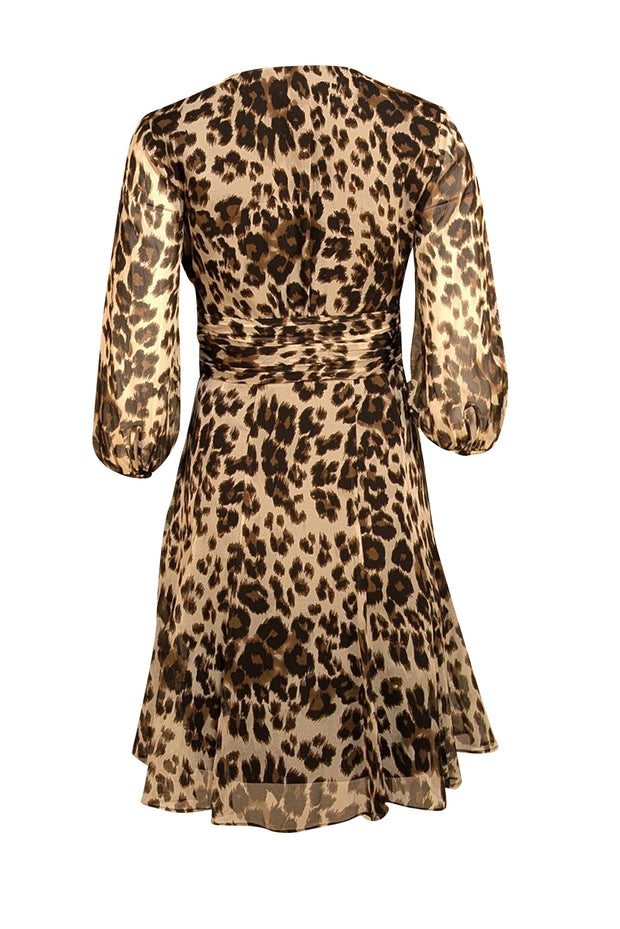 Diane von Furstenberg - Beige, Black, & Brown Leopard Print Silk Dress Sz 4 - Current Boutique