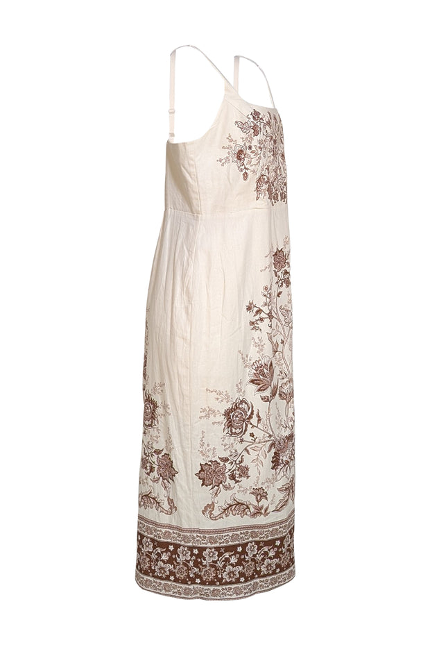 Christian LaCroix - Cream & Brown Print Sleeveless Maxi Dress Sz L