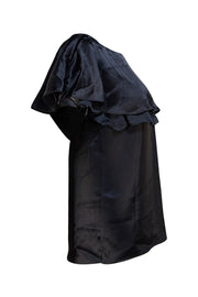 St. John - Black Satin Ruffle Blouse Sz S
