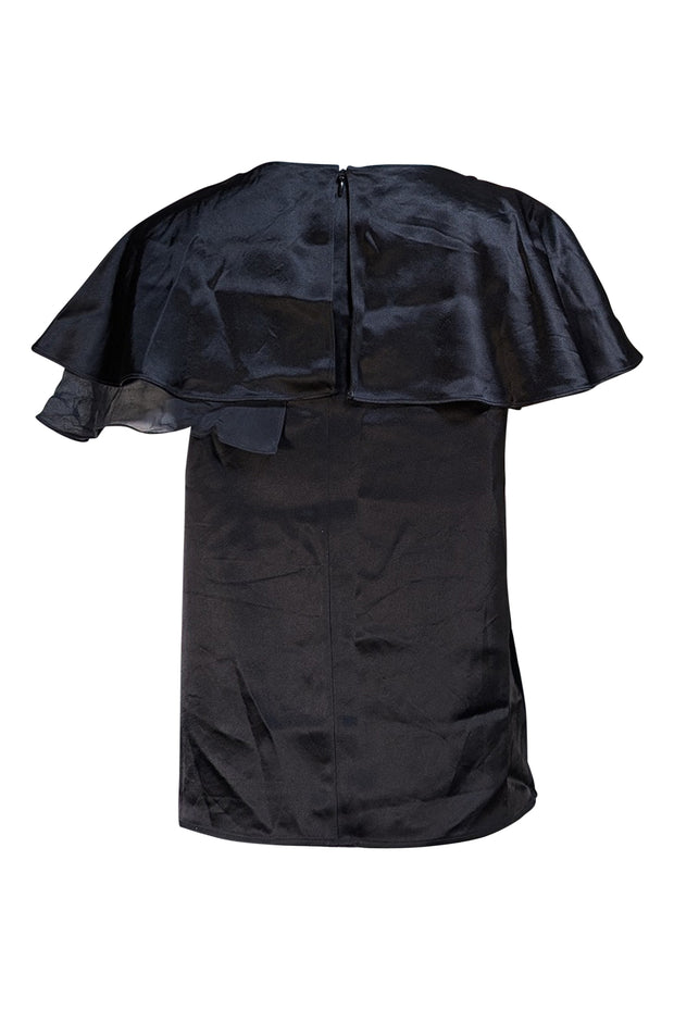 St. John - Black Satin Ruffle Blouse Sz S