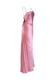 For Love & Lemons - Mauve Satin Asymmetrical Cowlneck Maxi Dress Sz L - Current Boutique
