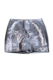 The Sei - Silver Metallic Lambskin Leather Skort Sz 4 - Current Boutique
