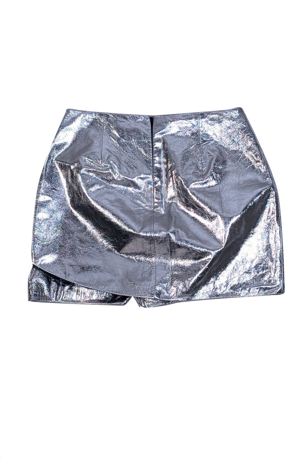 The Sei - Silver Metallic Lambskin Leather Skort Sz 4 - Current Boutique