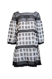 Alexis - White & Black Crochet Lace "Stanis" Cover Up Dress Sz XS - Current Boutique