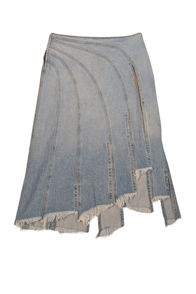 EB Denim - Light Wash Blue Deinm Slit Front "Sorriso" Skirt Sz M - Current Boutique