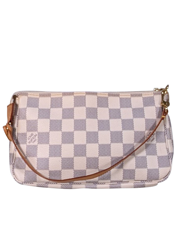 Louis Vuitton - White Damier Logo Pochette Shoulder Bag - Current Boutique