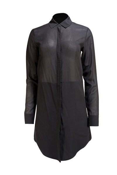 Alexander Wang - Black Sheer Mini Shirt Dress Sz XS - Current Boutique