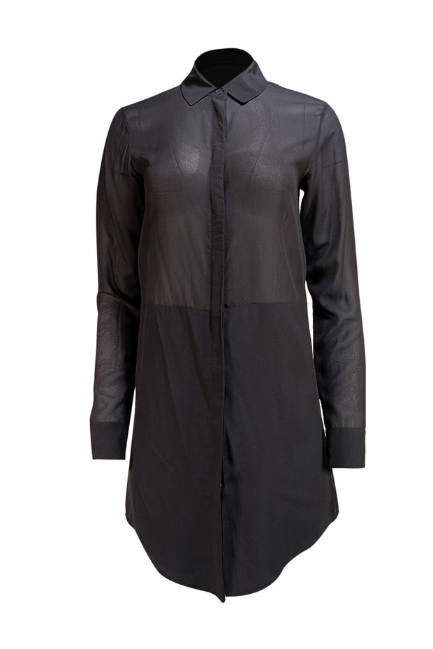 Alexander Wang - Black Sheer Mini Shirt Dress Sz XS - Current Boutique