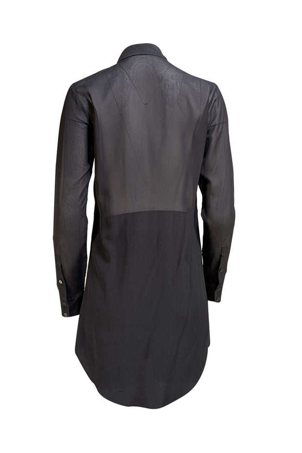 Alexander Wang - Black Sheer Mini Shirt Dress Sz XS - Current Boutique