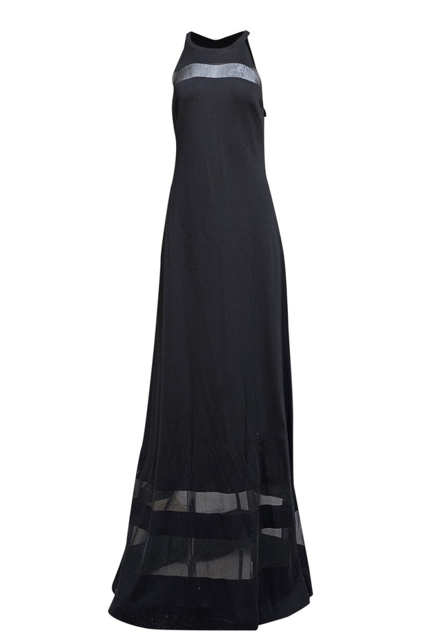 St. John - Black Knit Sleeveless Maxi Dress Sz 10 - Current Boutique